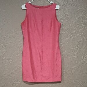 Evan Picone Orange Sheath Mini Dress Crew Neck Sleeveless